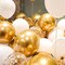50 Pieces White and Gold Confetti Latex Balloons, 12 inch gold and white Party Balloons with Ribbons for Birthday Graduation Wedding Bridal Shower Party Decoration